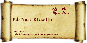 Mónus Klaudia névjegykártya