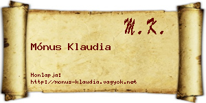 Mónus Klaudia névjegykártya